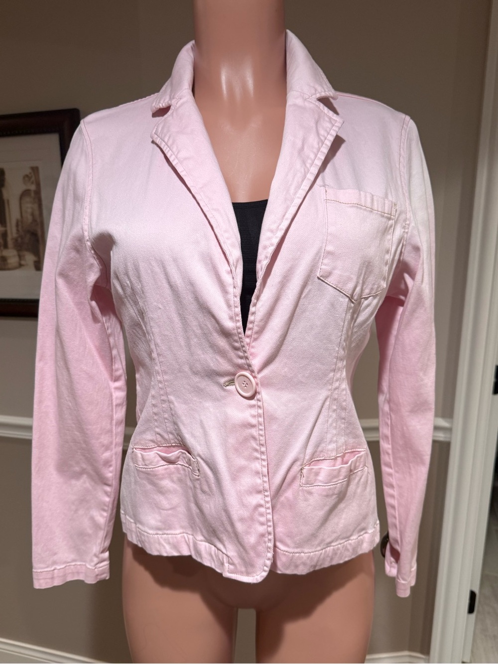 Tailored Light Pink Single-Button Blazer